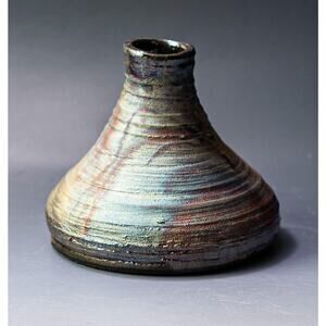 Raku Fired Short Neck Vase